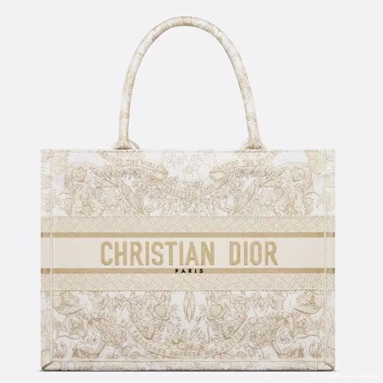 World Book Gold White The Butterfly Around Tote Dior Motif Canvas 0522 Luxury